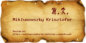 Miklusovszky Krisztofer névjegykártya
